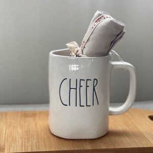 Rae Dunn CHEER Mug With Tea Towel